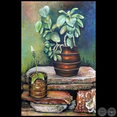 Plantas y piedras - Pintura al óleo - Obra de Vicente González Delgado